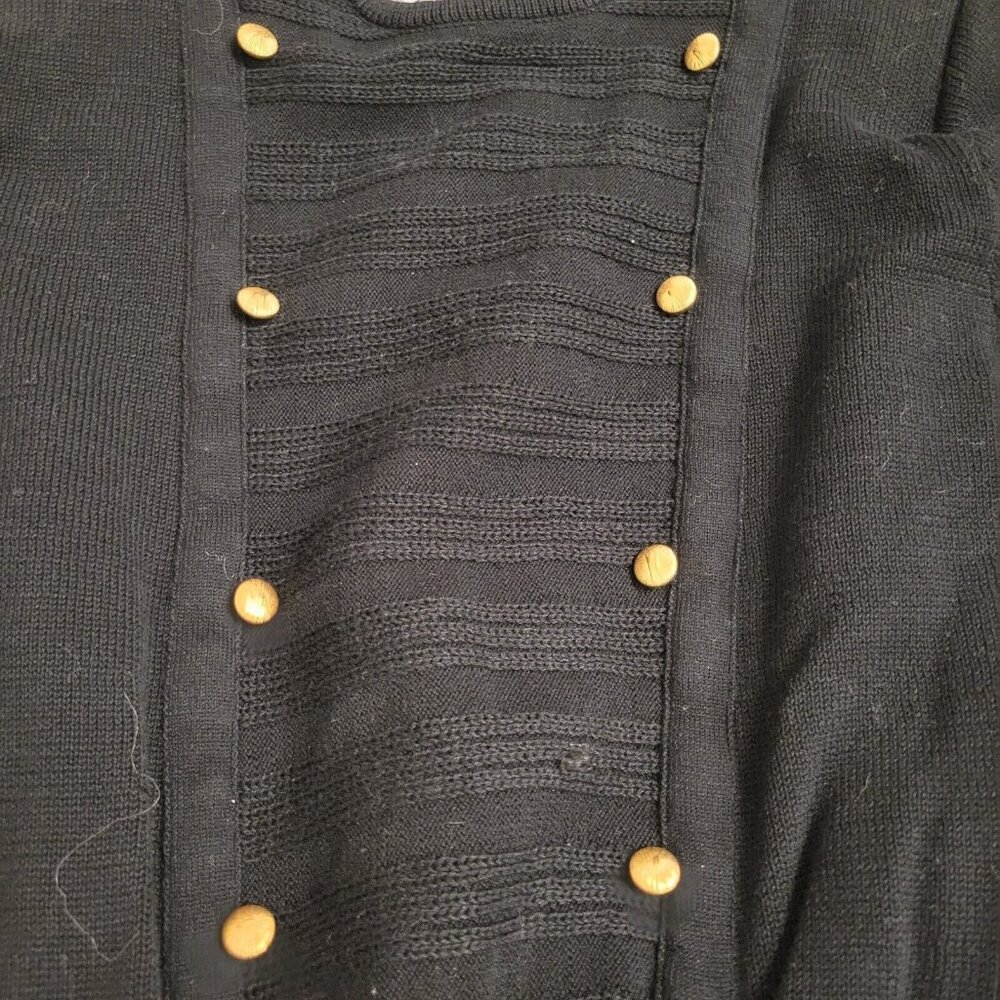 Vtg Ciao Long Sleeve Sweater Dress Gold Buttons Sz 6 Military Power Chic Wear - Picture 2 of 8